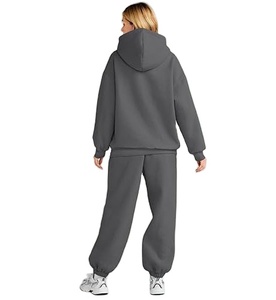 Custom Logo Unisex Regular Fit Breathable Lightweight Winter Fleece Plus Size Casual Solid Hoodie and Jogger Women <b>Tracksuit</b> - Product Image 6