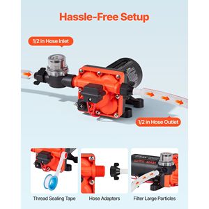 Pompa Acqua 12V DC per Camper 6 GPM (22.7 L/min) a 4 Camere Autoadescante a Diaframma con Pressostato Automatico 70 PSI per Uso Marino - Product Image 4