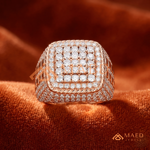 Luxury Rose Gold Round Cluster <b>Ring</b> for <b>Men</b> 18K Rose Gold Plated Iced Out Moissanite VVS Diamond Big Medallion Statement <b>Ring</b> - Product Image 2