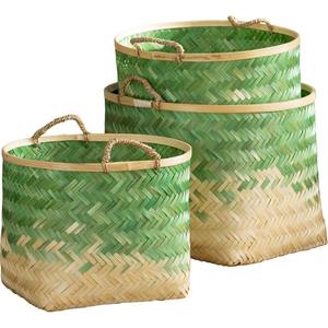 Rustic <b>Large</b> Woven Wicker Bamboo <b>Storage</b> <b>Baskets</b> Latest Collection Modern Woven <b>Basket</b> <b>For</b> Home Organization - Product Image 5