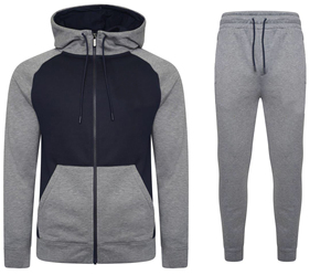 Ensemble de survêtements pour hommes en gros, 2 pièces, avec sweat à capuche zippé, veste et pantalon de jogging, personnalisable avec logo - Product Image 2