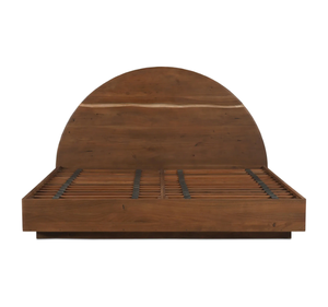 Cadre de lit plateforme moderne en teck massif avec tête de lit en arche incurvée, lit en bois minimaliste, meubles de chambre à coucher, taille king - Product Image 4