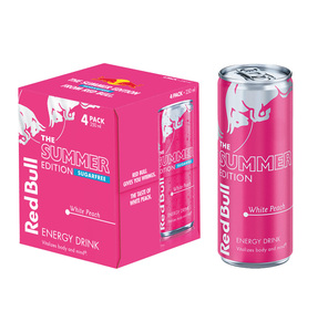 Vente en gros de Red Bull The Summer Edition White Peach, 24 canettes de 250 ml, aluminium 100 % recyclable avec eau de source alpine - Product Image 4