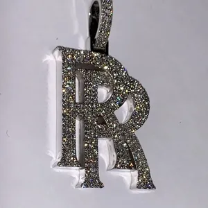 จี้เพชรโมอิสซาไนต์รูปตัวอักษร ตัวอักษรคู่ ชุบทอง เงินแท้ 925 ประดับเพชร สไตล์ฮิปฮอป เครื่องประดับผู้หญิง ทิชยา - Product Image 1