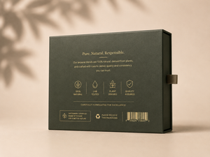 Boîte rigide <span class=keywords><strong>de</strong></span> luxe personnalisée en forme <span class=keywords><strong>de</strong></span> livre avec fermeture magnétique, papier artistique, revêtement UV, gaufrage à chaud or, insert découpé pour huiles essentielles - Product Image 3