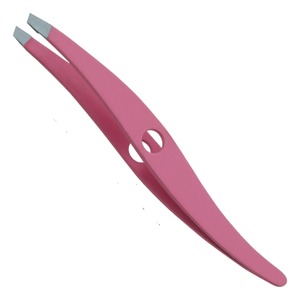 Pinzas Profesionales para Cejas de Acero Inoxidable Rosa, Punta Puntiaguda Inclinada, Modernas y Duraderas - Product Image 1