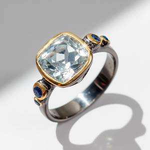 Anillo Apilable de Plata de Ley 925 con Aguamarina Azul Natural, Certificado IGI, Joyería de Lujo para Bodas, para un Uso Elegante en Capas - Product Image 3