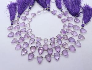 Perles d'améthyste rose naturelle facettées en forme de triangle 8x12-9x13MM, perles de pierres précieuses d'améthyste rose de 8 pouces pour la fabrication de bijoux en gros - Product Image 1