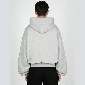 Sudadera con Capucha Unisex Extra Grande, Color Gris Sólido, Algodón French Terry, Estilo Casual, para Otoño, Sudadera Personalizada de Alta Calidad - Product Image 5