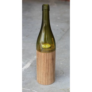 Magnifique Porte-Bougie en Verre et Bois Fait Main, Lanterne Bouteille de Vin, Écologique, Durable, Résistant à la Chaleur, Décoration d'Intérieur - Product Image 3