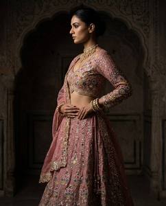 Divyam Creation Embroidered Net <b>Lehenga</b> Choli Set Floor-Length Traditional Wedding Wear <b>Women</b> India Pakistan Style Spandex - Product Image 4