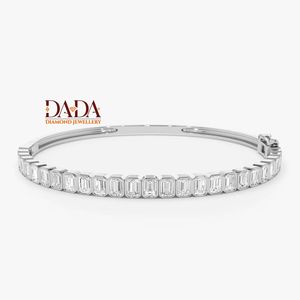 Luxury Lab Grown Diamond Emerald Cut <b>Bangle</b> <b>Bracelet</b> for Women Elegant Tennis Style <b>Bracelet</b> Minimalist Fine Diamond Jewelry - Product Image 5
