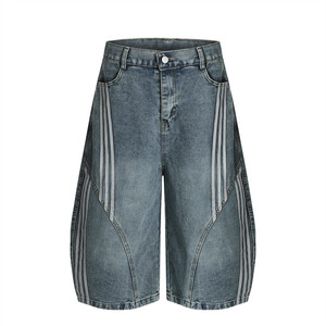 Washed Baggy Denim <b>Shorts</b> <b>Men</b> Cargo Jean <b>Shorts</b> Mid Waist Knee Length Custom Design Streetwear - Product Image 1
