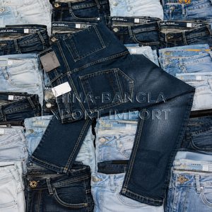 Jeans en denim pour hommes à faible MOQ, couleur unie, indigo délavé, en coton, fabricant de jeans du Bangladesh, vente en gros, lot de surplus - Product Image 5