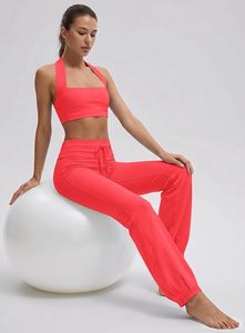 Wholesale High Waist Flare <b>Leggings</b> and Halter Sports Bra Set 2 Piece Yoga Workout Outfits Women Gym Activewear Set Custom Logo - Product Image 5
