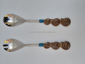 Juego de Cuchara y Tenedor de Acero Inoxidable Plateado, Acabado Espejo, Mango Largo, Diseño Moderno, Ecológico, Vajilla para Fiestas - Product Image 2