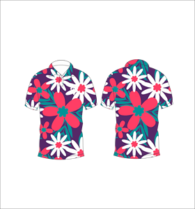 Polo pour homme à imprimé floral tropical violet, manches courtes, décontracté, pour l'été, pour le golf - Product Image 6