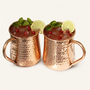 Ensemble de tasses à Moscow Mule en cuivre pur, design martelé, poignées écologiques, expérience cocktail, vente en gros, articles de bar haut de gamme - Product Image 4