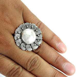 Latest Design Flower Pattern Statement <b>Ring</b> Crafted From 925 Solid Sterling Silver Handmade Bohemian Jewelry At Cheapest Price - Product Image 3