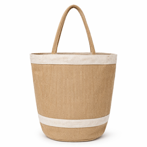 Sac fourre-tout réutilisable en jute avec fermeture à bouton, sac de courses écologique en fibre naturelle, sac de plage - Product Image 2