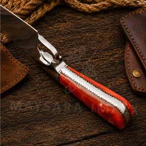 High Quality Custom Handmade Damascus Steel Chef Knives American Flag Bone Wood Handle - Product Image 5