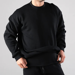 Sweat-shirt à capuche vintage pour homme en coton de haute qualité, sans cordon, coupe courte, délavé à l'acide, effet soleil, avec poche - Product Image 2