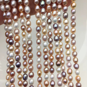 Perles d'eau douce ovales multicolores AAA 5-5,5 mm, blanches, roses, violettes, naturelles, cultivées, en vrac pour la fabrication de bijoux - Product Image 1
