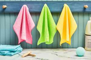 Ensemble de serviettes de nettoyage en microfibre, couleur unie, rectangulaires, séchage rapide, pour cuisine et voiture, tissu uni tissé - Product Image 4