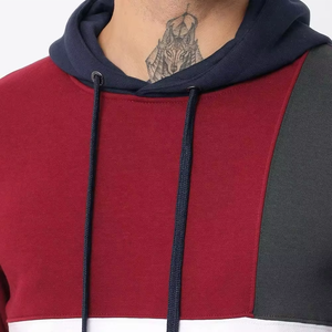 Diseño de moda personalizado de peso pesado Color Block Pullover Hoodie para hombres transpirable y cómodo básico mezcla de algodón - Product Image 3