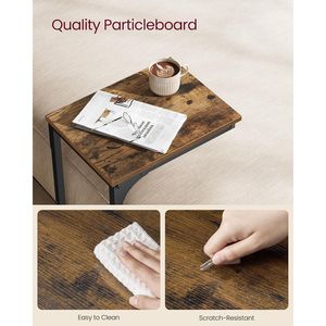 <b>Rustic</b> Brown and Black Small Side <b>Table</b> with Metal Frame for Couch Sofa Living Room Bedroom <b>Bedside</b> - Product Image 4