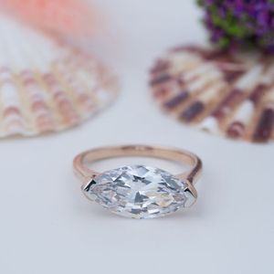 925 Sterling Silver Gold Plated Marquise Cut Moissanite Engagement <b>Ring</b> Solitaire Women Wedding Fine Jewelry <b>Custom</b> <b>Ring</b> - Product Image 1