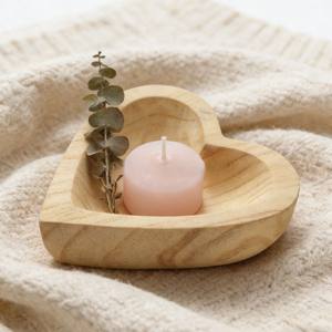 Plateaux de rangement en bois écologiques, mini, en forme de cœur, finition teintée, contenants durables pour la fabrication de bougies - Product Image 4