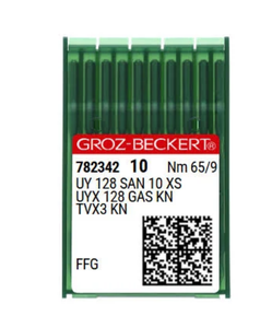 Agujas Originales Groz-Beckert UY 128 GAS SAN 10 Tamaño 65/9 para Máquina de Coser Industrial de Puntada Invisible para Tejidos Finos y Delicados - Product Image 1