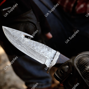 มีดล่าสัตว์คุณภาพสูง ขายดีที่สุด ทำจากเหล็กดามัสกัส ใบมีดแบบดรอปพอยต์ ด้ามไม้แอฟริกันสีเข้ม เกรดอุตสาหกรรม - Product Image 3