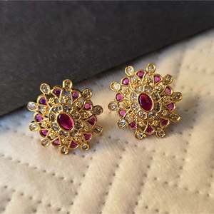 Kemp Gold-Plated Stud Earrings with Zircon Pearl & Diamond-Classic & Trendy Gift - Product Image 2