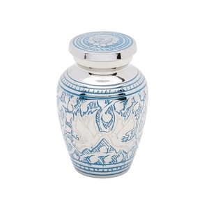 Urne funéraire classique en forme de papillon jaune – Petite urne commémorative artisanale en métal avec accents argentés brossés - Product Image 4