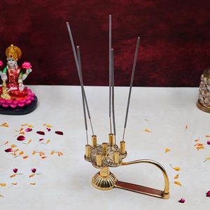 Support à encens en laiton avec plusieurs fentes, support décoratif pour Dhoop, brûleur d'arômes traditionnel indien pour Pooja, support en laiton fait main - Product Image 2