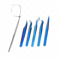 ZULLO INDUSTRIES Kit de Pinzas para Extensión de Pestañas de Acero Inoxidable Azul Oscuro, Logotipo Personalizado, Punta Puntiaguda de Precisión, Duraderas y Antiestáticas