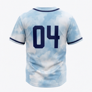 Camiseta de Béisbol Personalizada Antibacteriana con Estampado por Transferencia Térmica para Adultos, Color Azul Marino y Amarillo, Nombre del Equipo y Número en la Parte Delantera, Manga Corta, 100% - Product Image 2