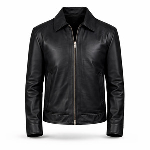 Blouson bomber pour homme en cuir de vache véritable noir, imperméable, coupe-vent, respirant, écologique, fermeture éclair classique, streetwear décontracté, hiver - Product Image 1
