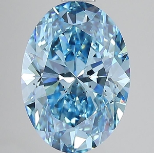 Diamant ovale de 4,50 carats, de couleur bleu vif fantaisie, cultivé en laboratoire, certifié IGI, qualité SI1, diamant CVD en vrac pour la fabrication de bijoux - Product Image 1