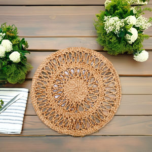 Manteles individuales trenzados redondos hechos a mano, decoración de mesa de comedor interior/exterior de lujo, estilo rústico, manteles resistentes al calor - Product Image 3