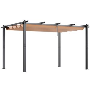Pergola extérieure moderne en aluminium de 10' x 13' avec auvent rétractable, abri solaire, gazebo - Product Image 1