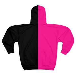 Sweat-shirt à capuche zippé pour homme, rose et noir, avec logo imprimé sur le devant, coupe classique, en molleton tricoté, pour l'hiver - Product Image 5