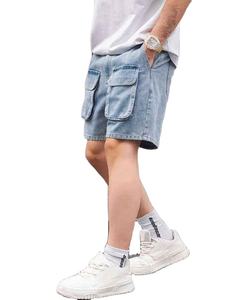 ผลิตกางเกงยีนส์ขาสั้นลำลองคุณภาพสูงสำหรับผู้ชาย ผ้าฝ้าย 100% มีกระเป๋าหลายช่อง ทรงหลวม - Product Image 4