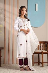 Ensemble élégant de kurta et pantalon en pur coton avec dupatta pour femmes et filles - Product Image 4