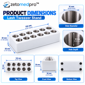 Soporte para Pinzas de Pestañas, Blanco, Acero Inoxidable, Organizador de Pinzas para Extensión de Pestañas, Herramienta de Salón de Belleza ZETOMEDPRO - Product Image 6