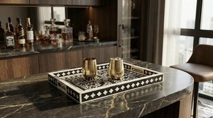 Plateau Feng Shui de Luxe Fait Main Écologique avec Incrustations en Os – Design Décoratif Élégant, Qualité Supérieure pour la Maison et la Cuisine (Idéal pour Servir) - Product Image 5