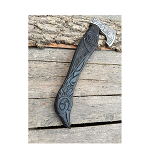 Hacha Tomahawk de Acero Forjado a Mano con Mango de Madera Tallado, Herramienta de Supervivencia para Exteriores, Cabeza Barbuda de 3 5/8 Pulgadas, Garantía de 3 Años THEWIZ - Product Image 3