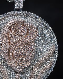 Pendentif Fleur Moissanite VVS Iced Out en Argent 925 Bicolore, Testeur de Diamant Inclus, Bijou Hip Hop pour Rappeur, Idéal Cadeau d'Anniversaire - Product Image 2